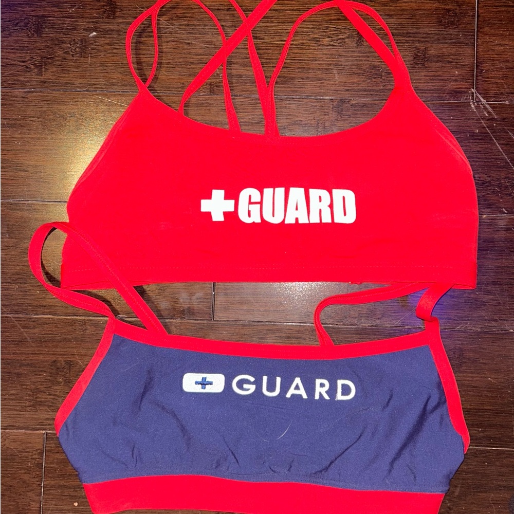 Red and Blue Lifeguard Sports Swimsuits